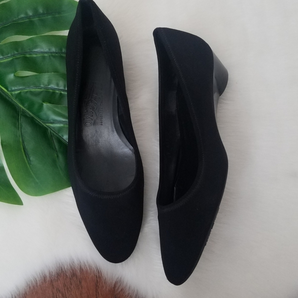 Salvatore Ferragamo Black Wedge Heels